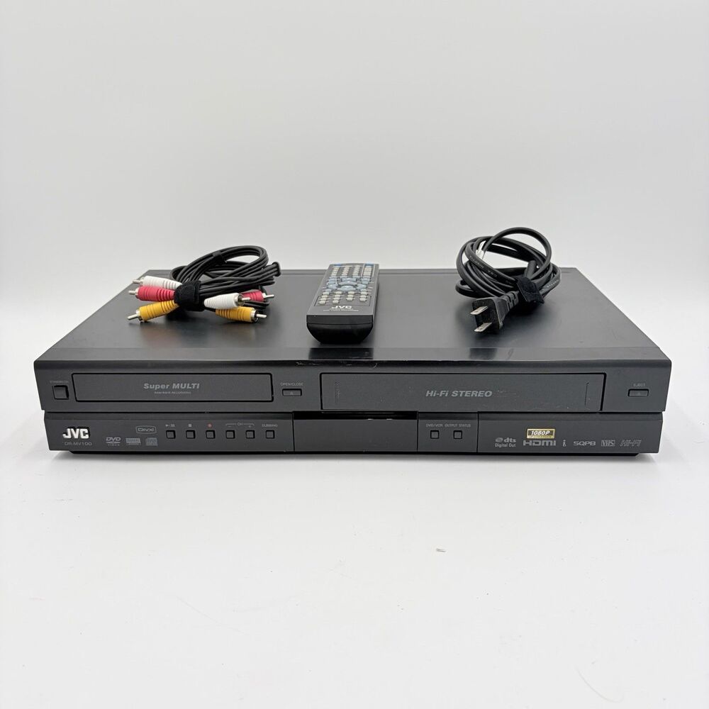 JVC DR-MV100B 1080p Upconverting VCR to DVD Recorder Combo Built in Tuner HDMI